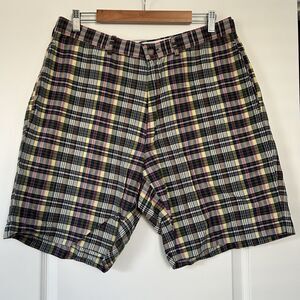 Vintage Polo Ralph Lauren Mens Plaid Shorts Size 36 Multicolor Flat Front